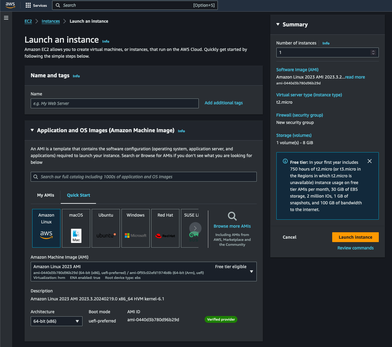 Creating an EC2 Instance