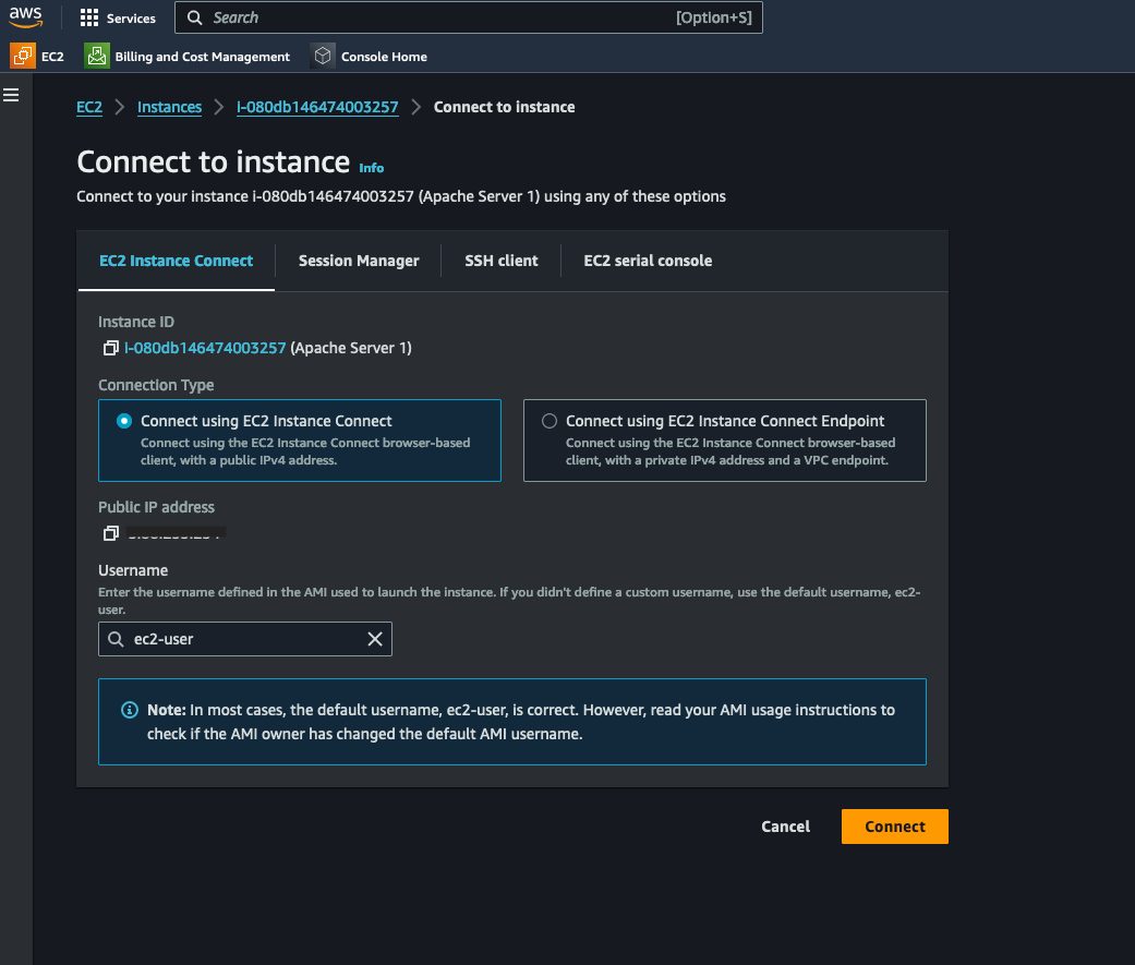 Accessing the EC2 Instance Connect Linux Terminal